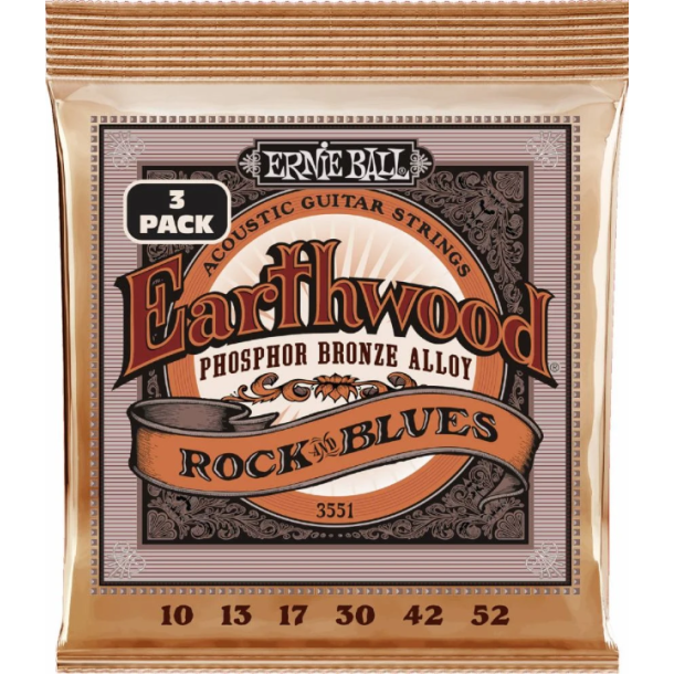 Ernie Ball 3551 Earthwood PSB Rock &amp; Blues 3-pack